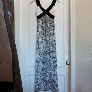 Bebe Black and White Floral Maxi Dress